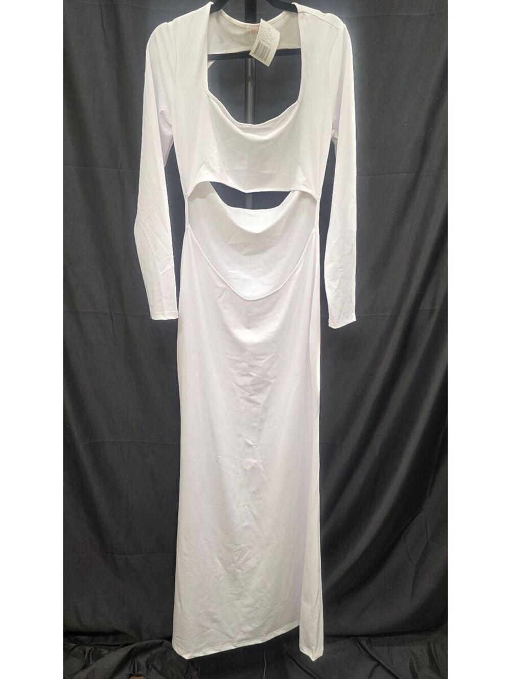 Bhome Maternity Photoshoot Long Sleeve Cut Out Backless Maxi Gown White XL